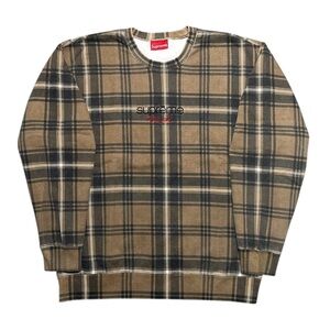 SUPREME  Plaid Crewneck Sweatshirt (Brown)